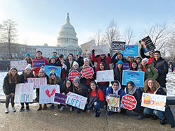 With the U.S. Capitol as a backdrop, a group from the Indianapolis North Deanery pose for a photo during the March for Life in Washington on Jan. 18. (Submitted photo)