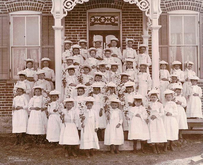 Children prepare for a Holy Thursday procession in this photo from St. Peter Parish in Franklin County on Apr. 11, 1895. St. Peter Parish was founded in 1838.
