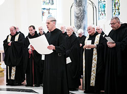 Benedictine Brother Kolbe Wolniakowski professes solemn vows as a monk of Saint Meinrad Archabbey in St. Meinrad on Aug. 15 in the monastery’s Archabbey Church of Our Lady of Einsiedeln. (Photo courtesy of Saint Meinrad Archabbey)