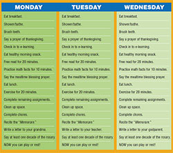 Click on the example of a daily schedule above to see a larger version.