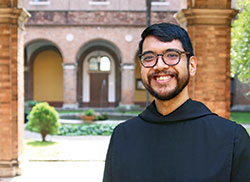 Benedictine Brother Lorenzo Penalosa, a monk of Saint Meinrad Archabbey in St. Meinrad, stands on March 29 in a courtyard of the Collegio Sant’Anselmo in Rome, which is a residence for Benedictines from around the world studying or ministering in Rome. (Submitted photo)