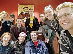 Alexander Mingus, far right, is pictured with young adults in Dayton, Ohio, in 2019 preparing to participate in the St. Vincent de Paul Labre homeless street outreach. (Submitted photo)