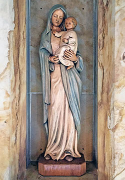 A statue depicts the Madonna and Child in Holy Spirit Church in Indianapolis. (Photo by Natalie Hoefer)
