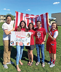 At Indiana University in Bloomington, five young adults work as a team to bring the joy of Jesus to the students on campus. The members of IU’s FOCUS team —Fellowship of Catholic University Students—are Brennan Skerjanec, left, Gabby Hancock, Lizzy Joslyn, Gabe McHaffie and Lizz White. (Submitted photo)