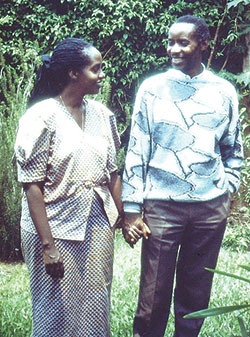 Cyprien and Daphrose Rugamba smile in the garden of their home in Kigali, Rwanda, in 1992. (Photo by Karel Dekempe courtesy of Wikipedia with licensure by Creative Commons Attribution-Share Alike 3.0 Unported) 