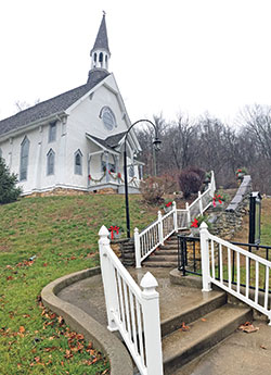 Our Lady of the Springs Church in French Lick, built in 1887, is decked out for Christmas in this Jan. 29, 2020, photo. (File photo by Natalie Hoefer)