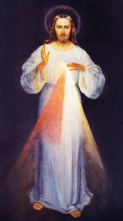 This original painting of the Divine Mercy by Eugeniusz Kazimirowski was made in 1934 while St. Faustina Kowalska was alive. The image was based on visions she had received of Jesus, who implored her to share with the world a message of mercy. (Creative commons license)