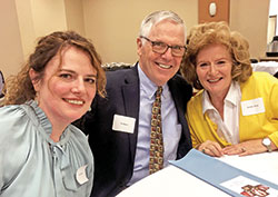 Andi Byrne, left, and her parents, Pat and Brenda Byrne, enjoy each other’s company during the Oct. 6 United Catholic Appeal dinner at St. Mary of the Knobs Parish in Floyd County, where they all are members. (Submitted photo by Leslie Lynch)