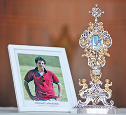 A relic of Blessed Carlo Acutis, an Italian teenager who died in 2005 and was beatified in 2020, will be on display for veneration on Feb. 18 at East Central High School in St. Leon during the eighth annual E6 Catholic Men’s Conference, sponsored by All Saints Parish in Dearborn County. (Submitted photo)