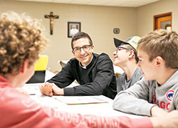 Transitional Deacon Jack Wright teaches a faith formation lesson concerning the Gospel of John at St. Boniface Parish in Fulda on April 20, 2022. He will be ordained a priest for the archdiocese on June 3. (Photo courtesy of Saint Meinrad Archabbey)