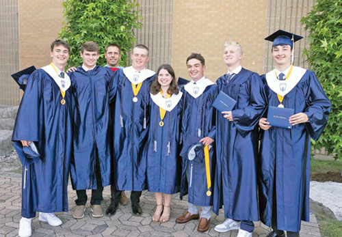 Members of the Class of 2024 of Our Lady of Providence High School in Clarksville celebrate their graduation on May 19, 2024. (Photo courtesy of Charles Kraft)