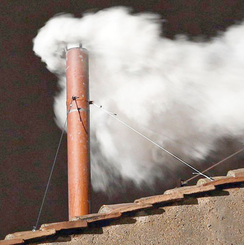White smoke at the Sistine Chapel. (CNS photo/Paul Haring)