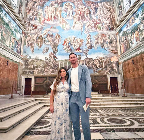 Robyn and Gordon Hayward pose for a photo in the Sistine Chapel during the Jubilee of Sport weekend at the Vatican on June 14-15. (Submitted photo)