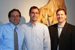 From left are Steve Stephens of Holy Spirit, Fishers; Peter Overwalle of St. Louis de Montfort, Fishers, and Chris Phillips of St. Simon, Indianapolis. (Photo provided)