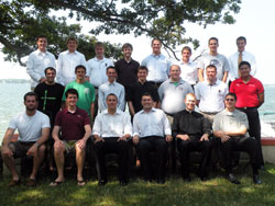 Diocesan seminarians gathered for this photo last week during their retreat at Noll Hall on Lake Wawasee. Eight men — bringing the total to 23 seminarians — will begin seminarian studies this month.