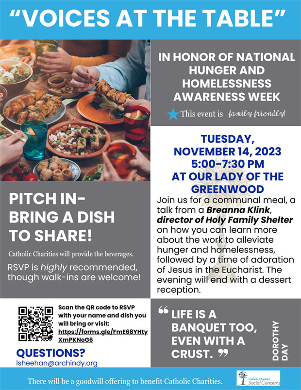 Voices at the Table event on November 14 (Flyer)